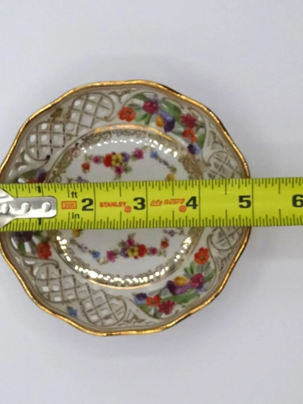 Vintage Schumann Arzberg Germany Reticulated Floral Porcelain Candy Dish 5